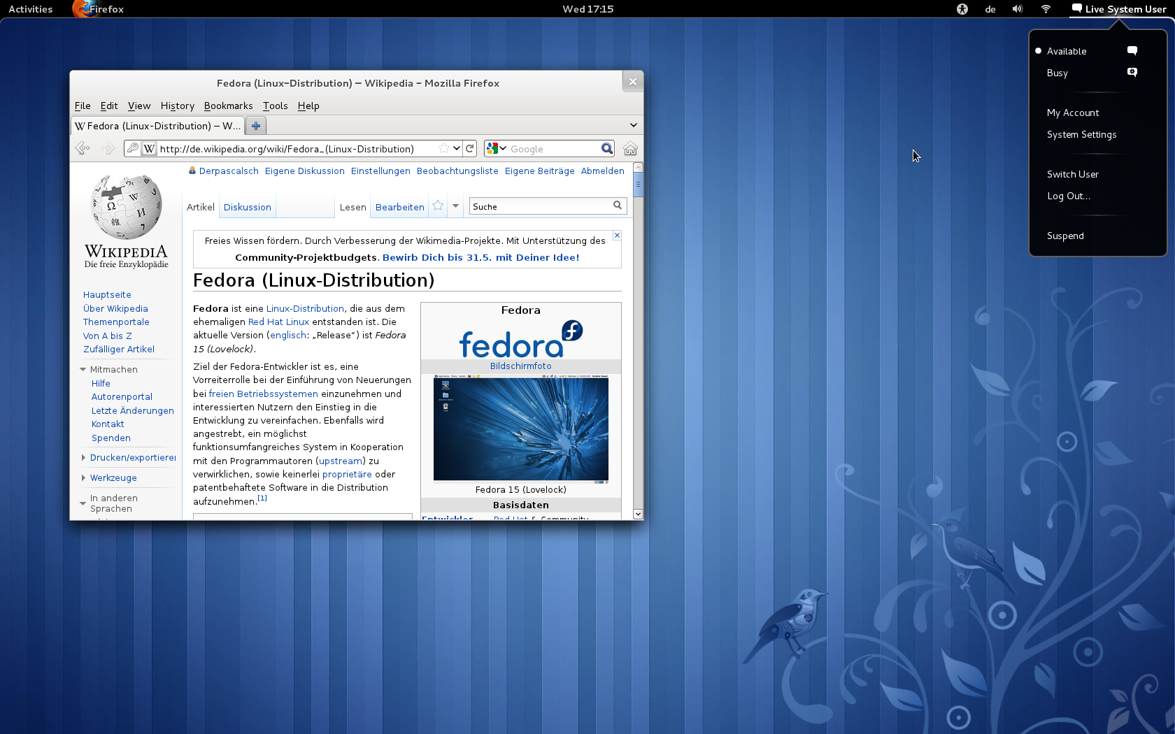 Fedora Linux desktop