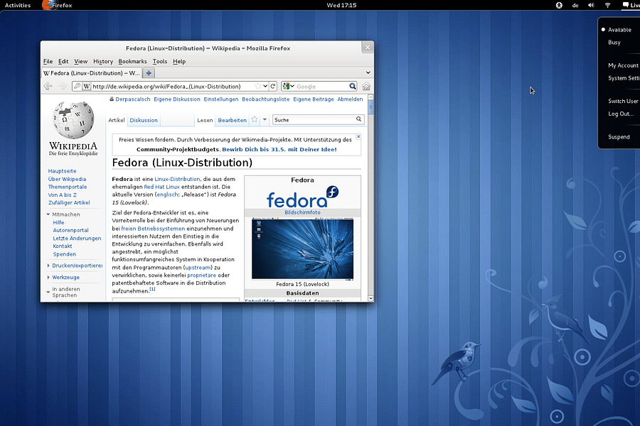 Fedora Linux desktop