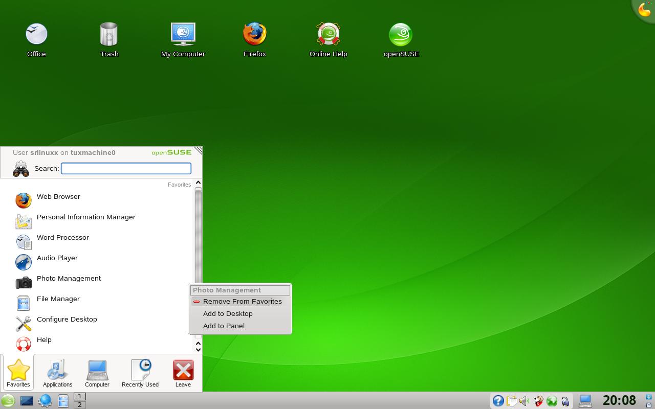 openSUSE Linux desktop