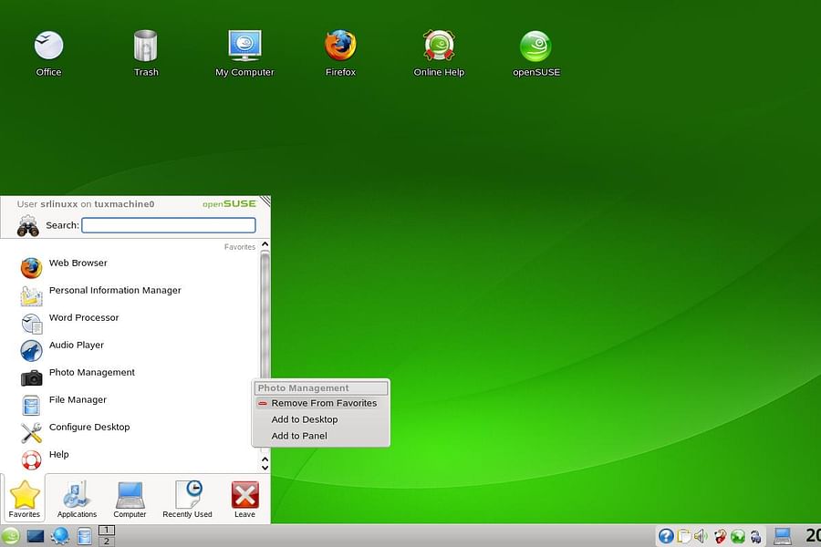 openSUSE Linux desktop