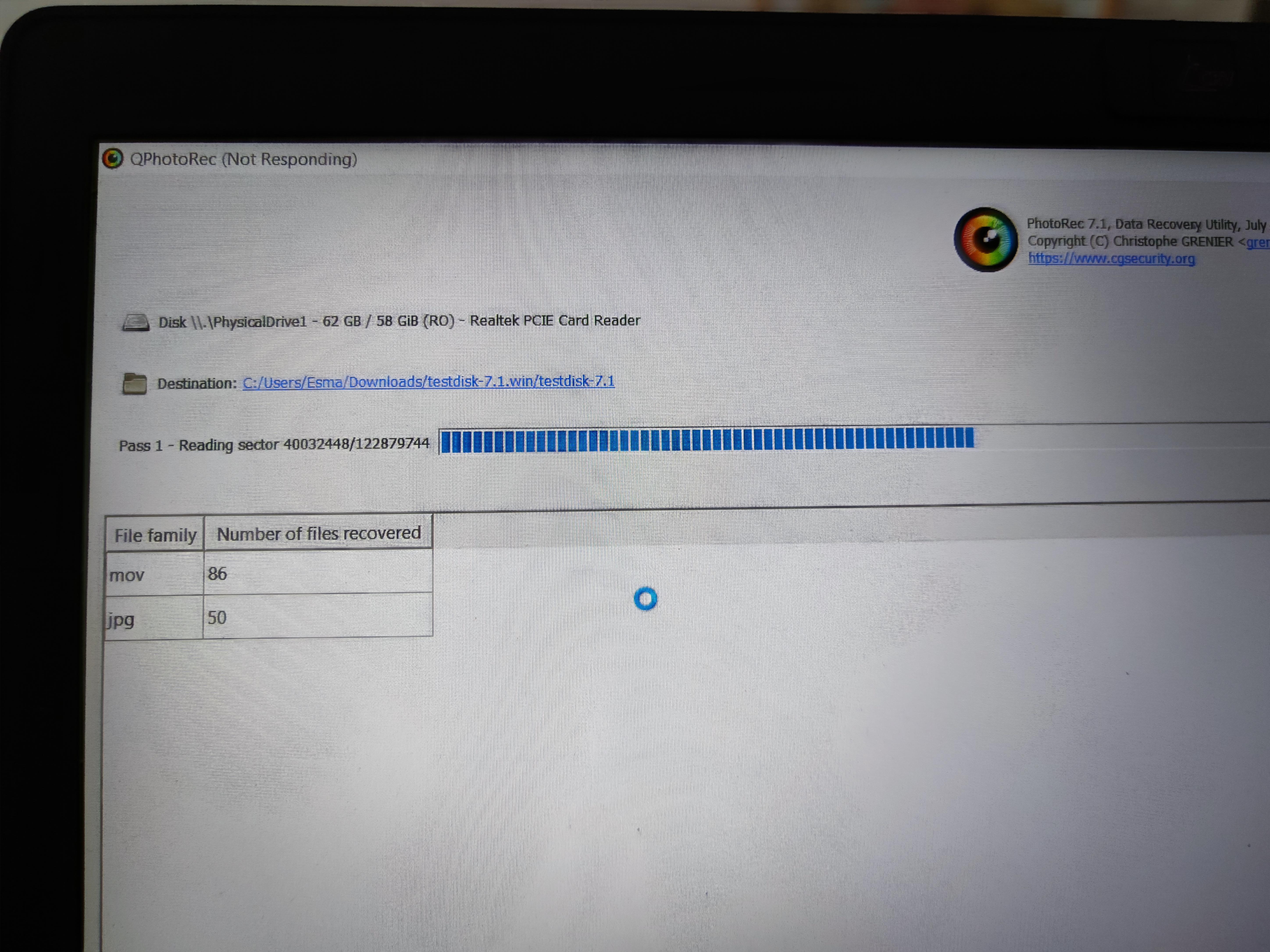 TestDisk data recovery