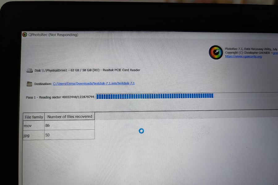 TestDisk data recovery