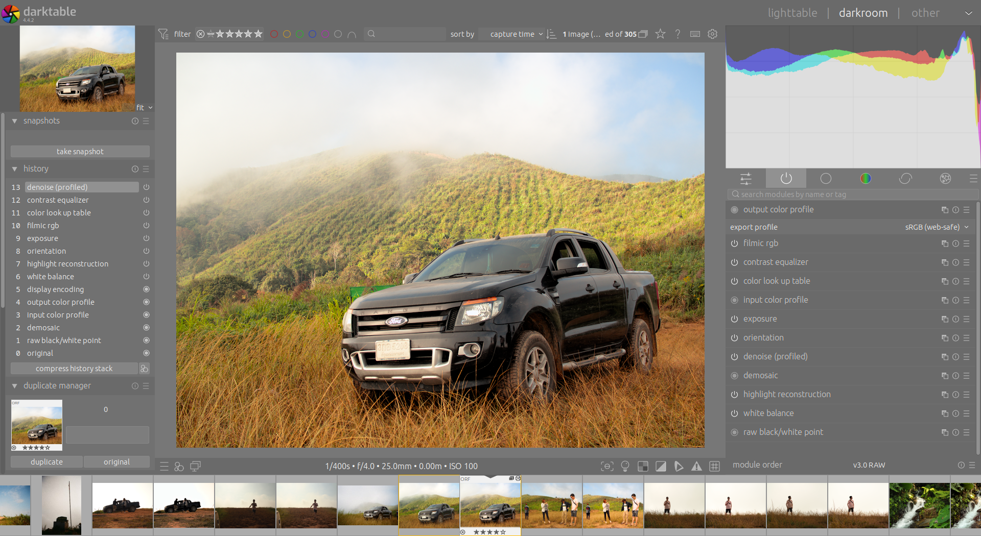 Darktable photo editing software