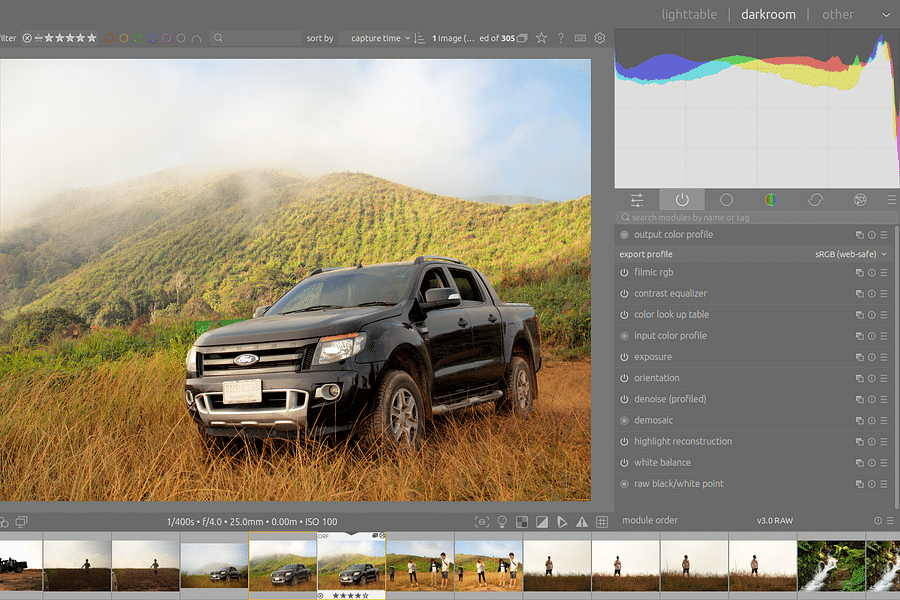 Darktable photo editing software