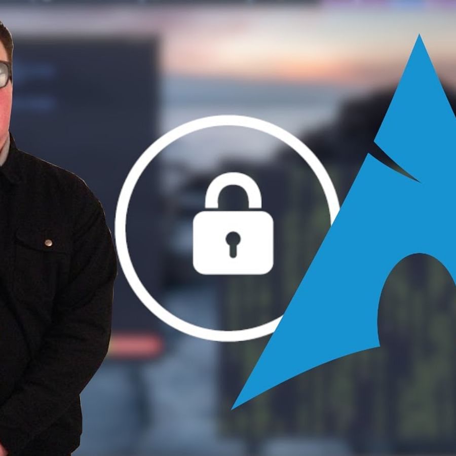 Arch Linux Logo with Security Lock Symbol