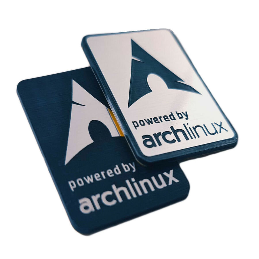 Arch Linux logo combined with a virtual machine graphic