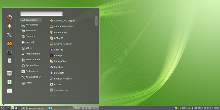 Linux desktop environment interface